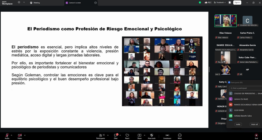MÁS DE 100 PERIODISTAS Y ESTUDIANTES PARTICIPARON EN WEBINAR SOBRE SALUD MENTAL Y AUTOCUIDADO